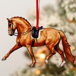 Dressage Horse Ornament, Dressage Horse Gifts, Dressage Horse Decor, Sport Horse Christmas, Equestrian Decor, Extended Trot Dressage Art