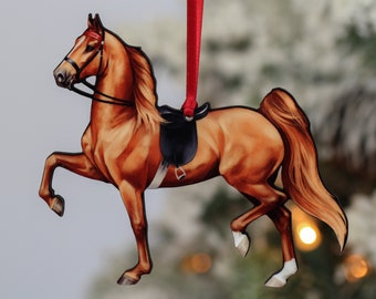 Saddle Seat Horse Christmas Ornament, Saddle Seat Horse Gifts, Saddlebred Horse Christmas Ornament, Equestrian Gift, Chestnut Horse Ornament