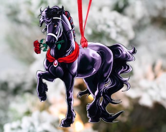 Friesian Horse Ornaments, Friesian Horse Gifts, Friesian Horse Christmas Ornaments, Equestrian Decor, Friesian Horse Girl Gift Ideas, Black