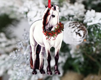 Fjord Horse Christmas Ornaments, Fjord Horse Ornaments, Equestrian Ornament, Equestrian Gifts, Horse Gifts for Horse Lovers, Gray Dun Horse