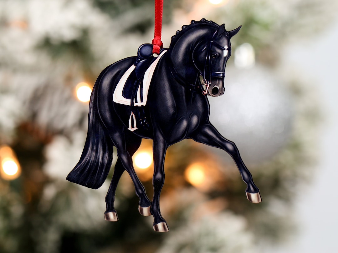 Dressage Horse Ornament, Black Horse Christmas Ornament, Sport Horse