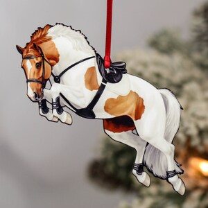 Hunter Jumper Gift, Sport Horse Ornament, Jumping Horse Ornament,  Horse Trainer Gift, Chestnut Tobiano Sport Horse, Warmblood Horse Decor