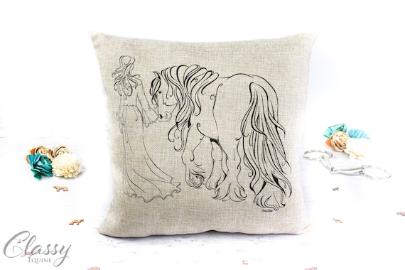 Gypsy Vanner Horse Throw Pillow Cover, Gypsy Horse Pillow Cover, Equestrian Decor, Gypsy Horse Stocking Stuffer for Women, Gypsy Horse Mom