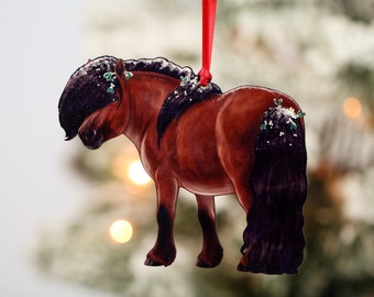 Pony Christmas Ornament, Pony Ornament, Horse Christmas Ornament, Equestrian Decor, Gift for Girl, Shetland Pony, Mini Horse, Bay Decoration