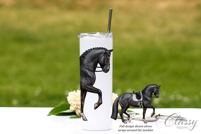 Dressage Horse Tumbler, Sport Horse Travel Mug, Horse Insulated Tumbler, Equestrian Gifts for Women, Horse Coffee Mug, Horse Lady Gifts image 1