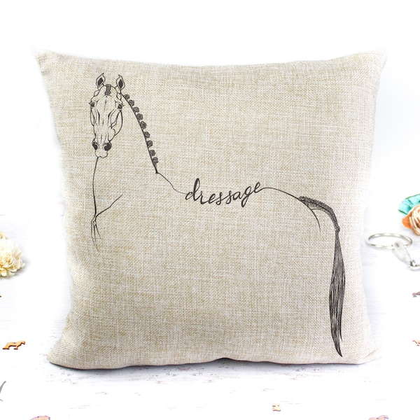 Dressage Horse Gifts for Women, Dressage Horse Throw Pillow Cover, Horse Pillow Cover, Sport Horse Pillow, Equestrian Gift  16" Linen Cover