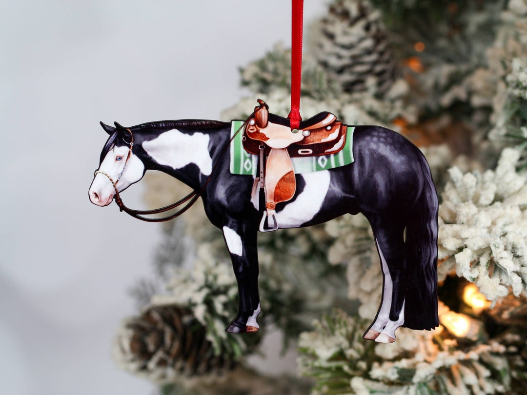 Western Pleasure Paint Horse Ornament, Paint Horse Christmas Ornament