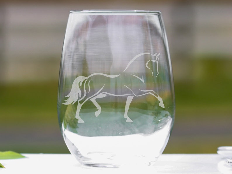 Dressage Horse Wine Glasses, Hunter Jumper Equestrian Stemless Wine Glasses, Horse Girl Equestrian Gifts, Horse Decor, Sport Horse Gifts image 1