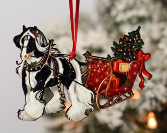 Horse Ornaments, Gypsy Vanner Horse Gifts, Gypsy Vanner Horse Ornaments, Equestrian Gifts, Equestrian Decor, Horse Gifts for Women, Tobiano