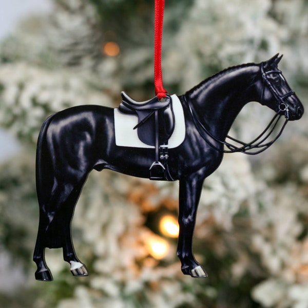 Dressage Horse Christmas Ornament, Dressage Horse Decoration, Dressage Horse Ornament Christmas Gifts, Equine Decoration, Black Sport Horse