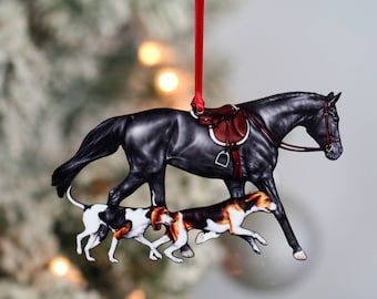 Fox Hunting Horse Christmas Ornament, Equestrian Gift