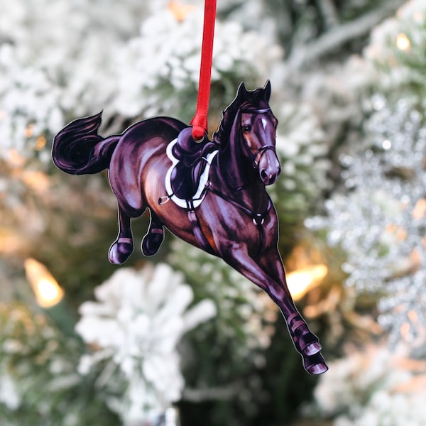 Sport Horse Ornaments, Equestrian Gifts for Her, Horse Decor, Jumping Horse Christmas Ornaments, Hunter Jumper, Cross Country, English Horse