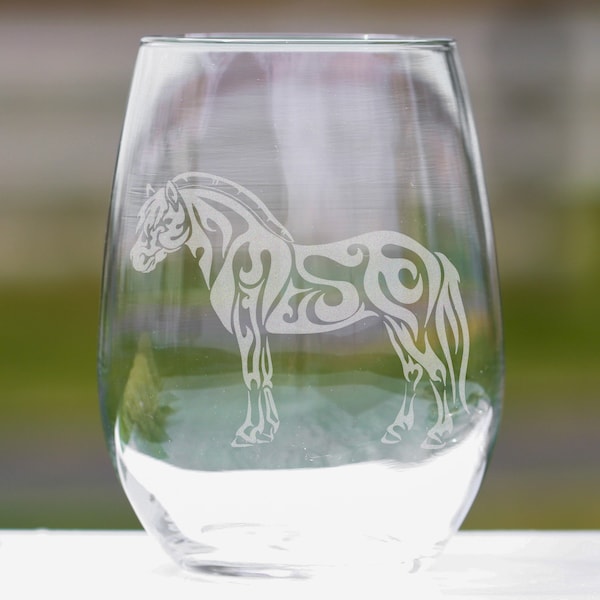 Norwegian Fjord Horse Wine Glasses, Fjord Horse Gifts, Nordic Horse Stemless Wine Glasses for Her, Equestrian Decor, Horse Lady Gifts