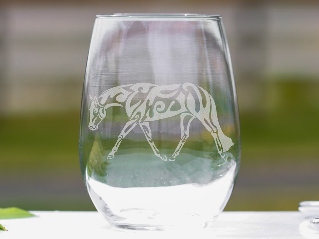 Quarter Horse Wine Glasses, Ranch Horse Stemless Wine Glasses, Western