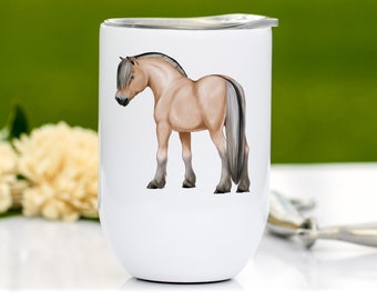 Fjord Horse Wine Tumblers, Cute Horse Stuff, Fjord Horse Gifts for Women, Equestrian Decor, Pony Gifts Horse Wine Glasses, Western Horse