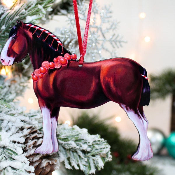 Clydesdale Draft Horse Christmas Ornament, Draft Horse Ornament, Christmas Tree Decor, Draft Horses Gift for Her,  Draft Horse Art Gift