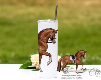 Dressage Horse Gifts for Women, Sport Horse Tumbler with Lid, Dressage Horse Gift Idea, Dressage Horse Travel Mug, Equestrian Gift, Chestnut