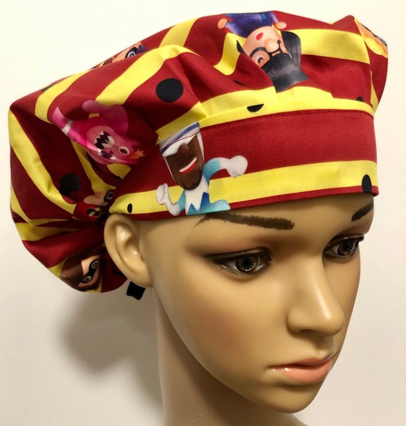Women\u2019s Bouffant Surgical Scrub Hat Elastic with Toggle or Ties The Incredibles