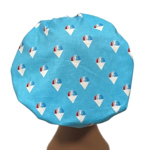 Independence Day, Snow Cones, 4th of July, Women’s Bouffant Scrub Cap, Elastic With Toggle or Ties, Fourth, Summer