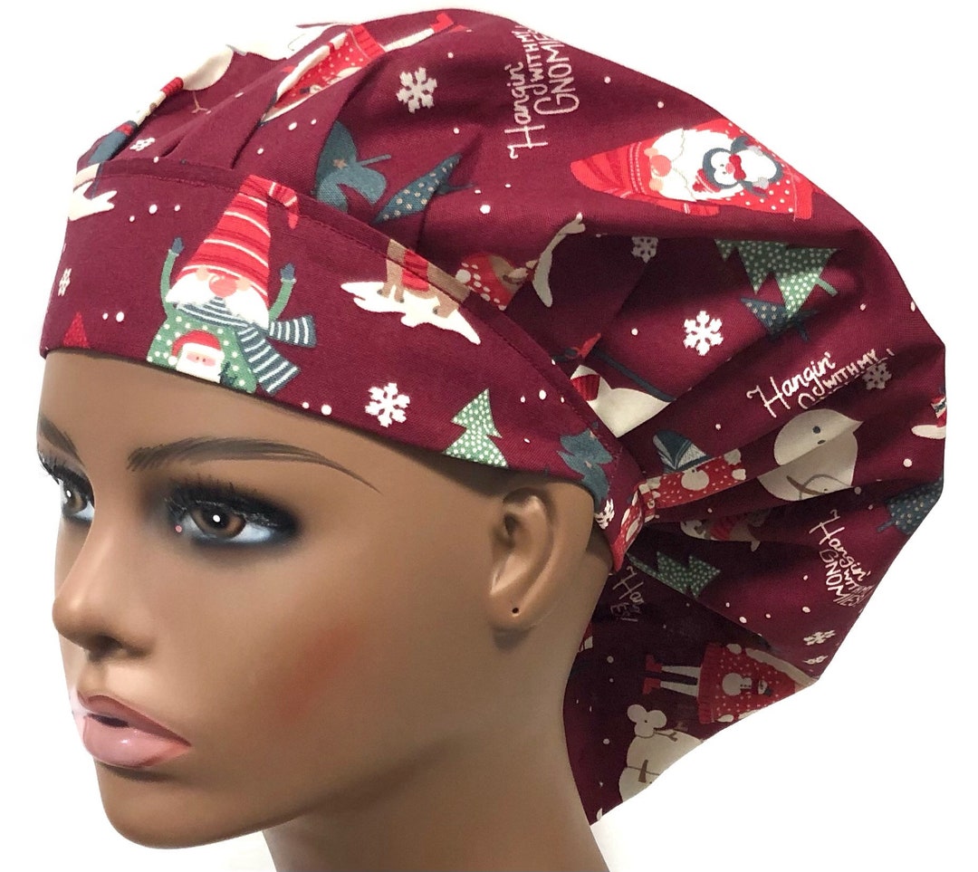 Gnomies Christmas Scrub Hats Womens Bouffant Scrub Hat Etsy