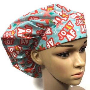 Christmas Scrub Hats, Women’s Bouffant Scrub Caps, Scrub Hats for Women, Sassy Scrub Hats, Kelly’s Scrub Kaps, Funny Scrub Hats