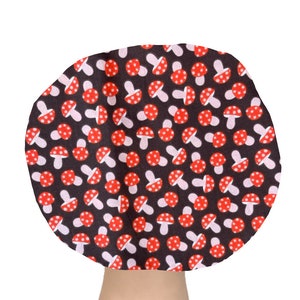 Retro Mushrooms, 70’s Women’s Bouffant Scrub Caps, Scrub Hats for Women, Elastic with Toggle or Ties, Kellys Scrub Kaps