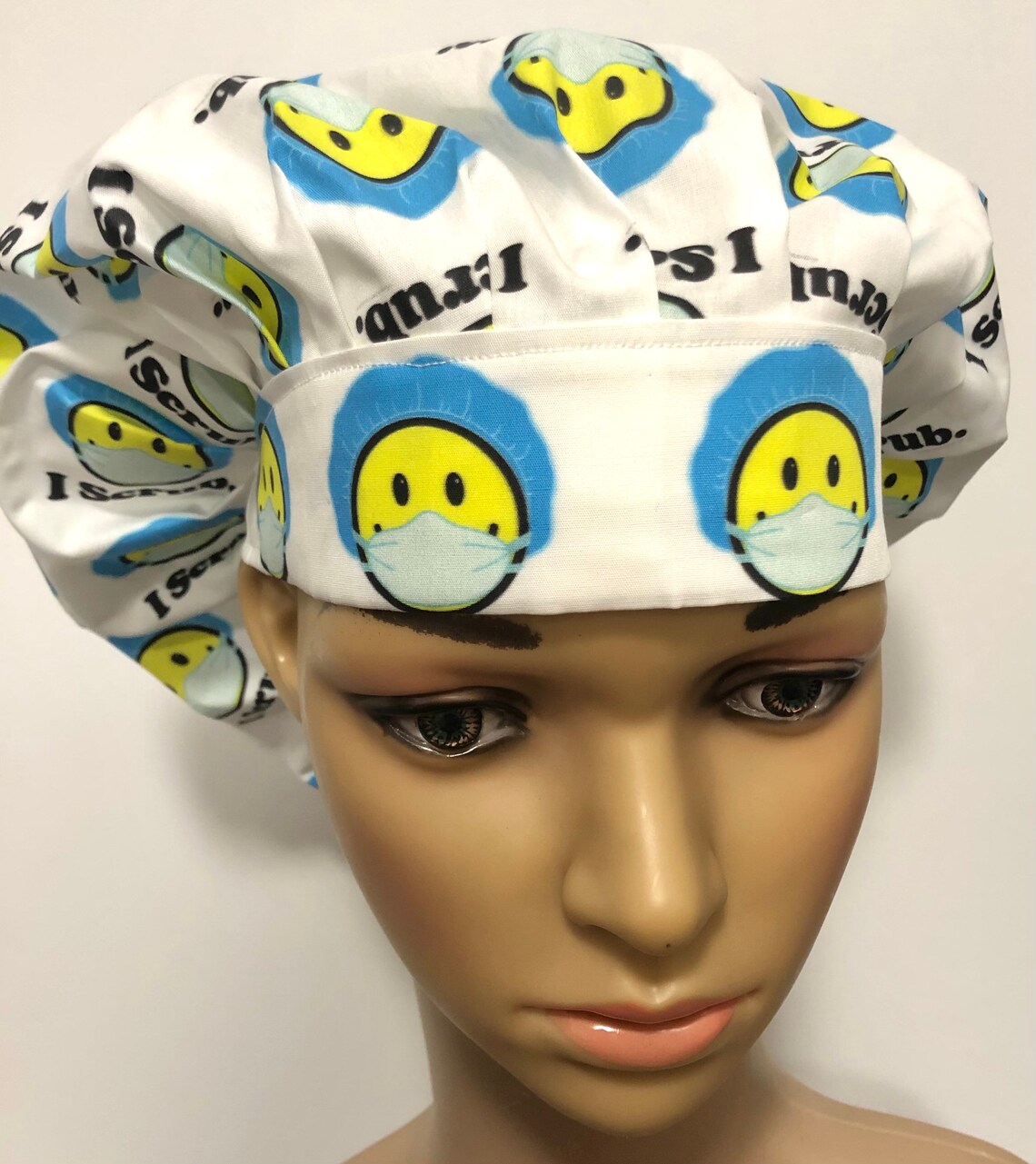 I Scrub Smiley Faces Womens Bouffant Surgical Scrub Cap Etsy