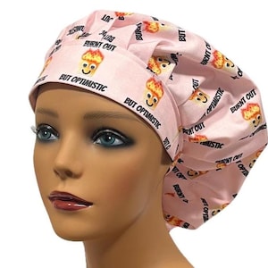 Optimistic, Funny Women’s Bouffant Surgical Scrub Cap, Scrub Hat for Women, Elastic with Toggle or Ties, Kelly’s Scrub Kaps, Sassy Scrub