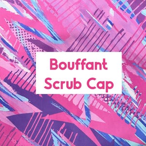 Abstract Pink Bouffant Scrub Cap, Bold Brushstroke Nurse Hat, Satin Retro 90s Surgical Cap, Colorful OR Scrub Hat Gift, Kelly’s Scrub Kaps
