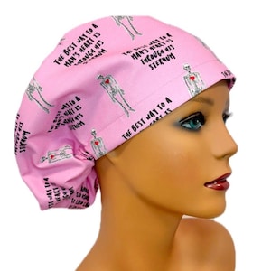 Way to a Man’s Heart, Funny Euro Scrub Caps for Women, Elastic with Toggle or Kellys Scrub Kaps Caps, Funny Scrub Cap