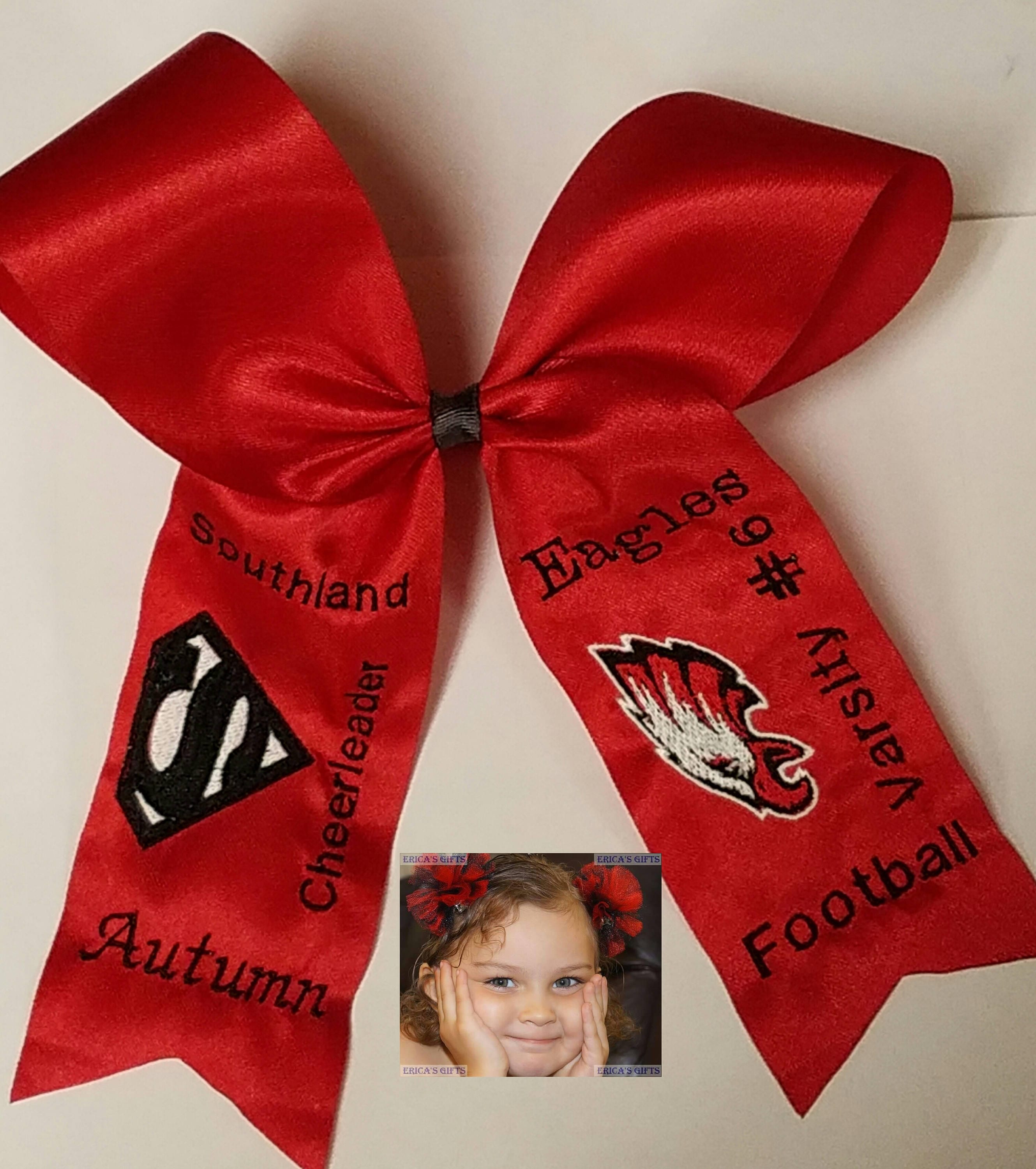 Personalized Hair Bow Embroidered Cheerleading
