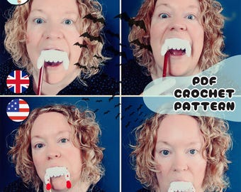 Colmillos de vampiro para fiesta/adorno de lápiz a crochet / Accesorio de Halloween / Términos para Reino Unido y EE. UU. / Descarga en PDF