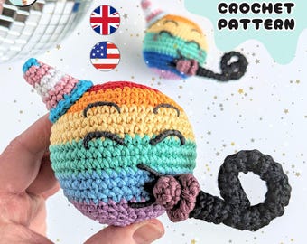 Patrón de crochet de emoji de celebración del orgullo / Cara de fiesta amigurumi de edición especial / Decoración o regalo original / Condiciones para el Reino Unido y EE. UU. / Descarga en PDF