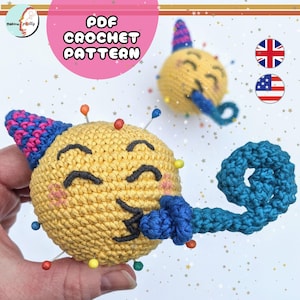 Cheerful Celebration Emoji Crochet Pattern | Party Face Amigurumi Toy | Quirky Birthday Decoration or Gift | UK and US Terms | PDF Download