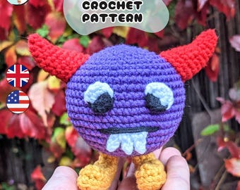 Patrón de crochet: Mini monstruo Devil Dexter (terminología del Reino Unido y EE. UU.)