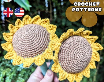 Patrón de amigurumi de girasol a crochet / Patrón de ramo perfecto para compartir felicidad / Descarga en PDF con términos y condiciones del Reino Unido y EE. UU.