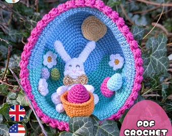 Patrón de diorama de huevo fabuloso / Amigurumi de Pascua de ganchillo caprichoso / Términos del Reino Unido y EE. UU. / Descarga en PDF
