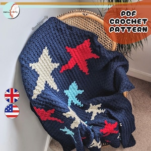 Crochet PATTERN Starry Night C2C Blanket (UK & US terminology)