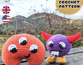 PATRÓN (terminología del Reino Unido y EE. UU.) Patrón de crochet Mini Monsters