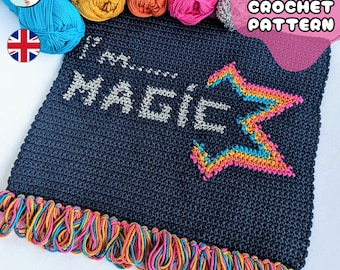 Patrón de crochet para tapiz de pared "Empowering I'm Magic" / Tapiz de crochet para decoración del hogar / Términos del Reino Unido / Descarga en PDF