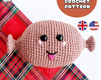 Patrón de crochet del adorable Haggy the Haggis / Adorable peluche de comida amigurumi escocesa / Celebración de Burns Night / Condiciones para el Reino Unido y EE. UU. / Descarga en PDF