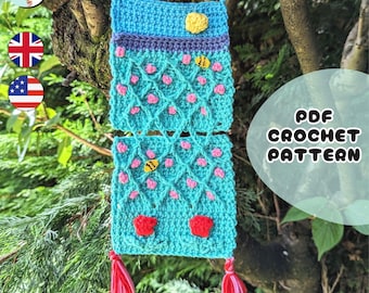 Patrón de crochet para colgar en la pared con encanto para el jardín / Decoración de jardín de verano / Terminología del Reino Unido y EE. UU. / Descarga en PDF
