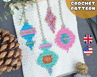 Patrón de crochet para tapiz "Deck the Halls" / Tapiz navideño colorido / Términos y condiciones para el Reino Unido y EE. UU. / Descarga en PDF
