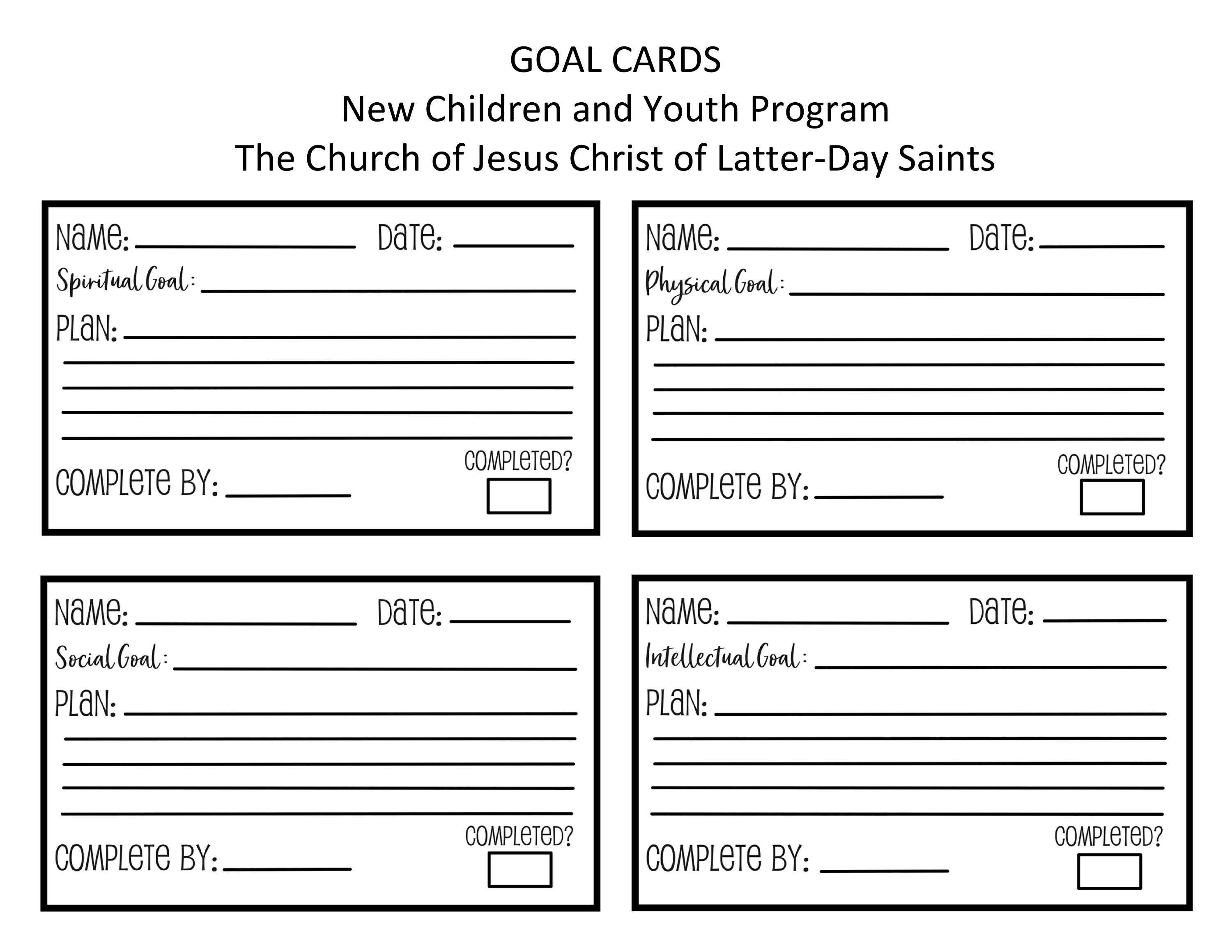 Goal Cards for the New Children and Youth Program - Etsy