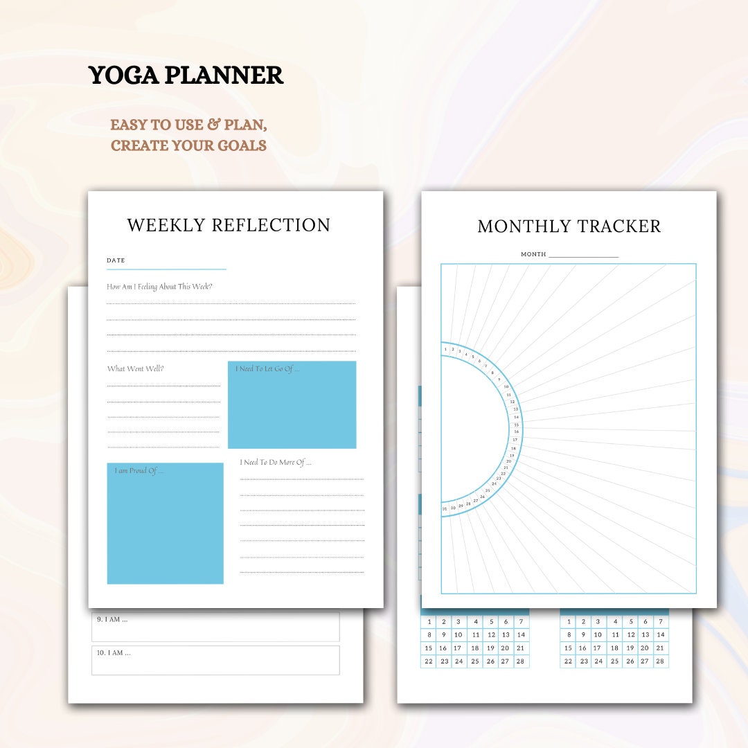 Minimalist Yoga Planner, Weekly Planner, Fitness Tracker, Wellness ...