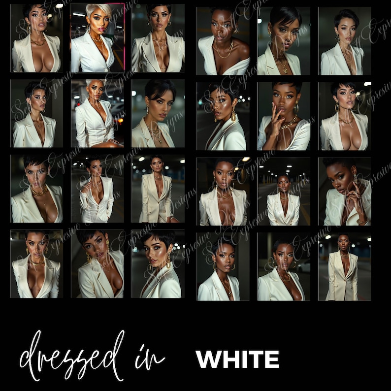 Diverse Business Executives in White Suits Corporate Branding Stock