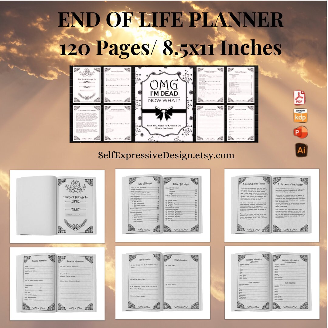 Emergency Binder, Funeral Planner, Fillable End of Life Planner, Legacy Organizer