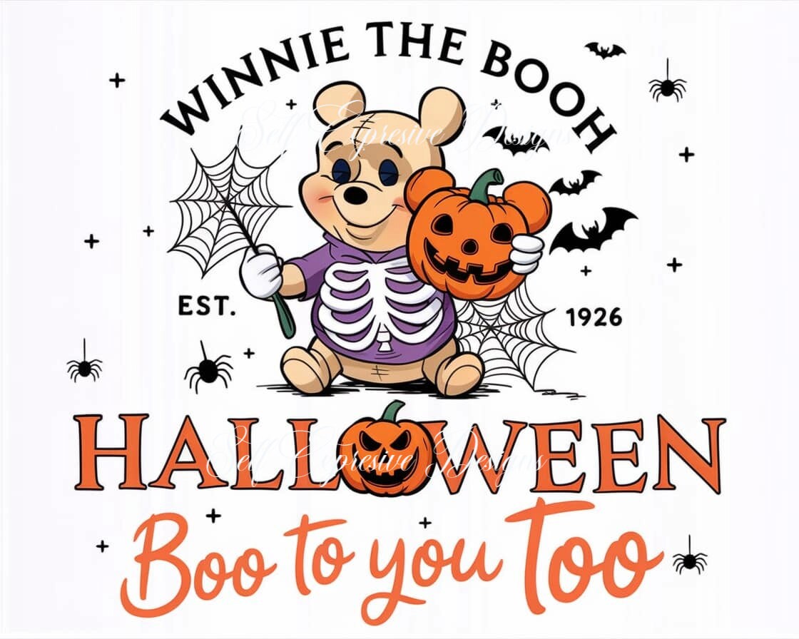 Spooky Pooh Bear Halloween PNG, JPEG, Instant Download for Festive