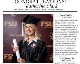 Graduation Newspaper Template, Graduation Program Editable Template, Editable Instant Download, Graduation Party Photo Invite