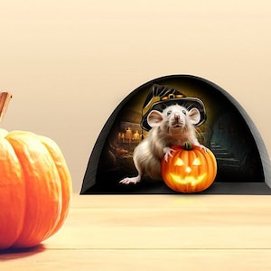 Adesivo da parete "Topo in un buco" Adesivo da parete "Zucca" Adesivo di Halloween Adesivo per battiscopa Adesivo "Boo" Decorazione "dolcetto o scherzetto" per la sala giochi della cameretta dei bambini